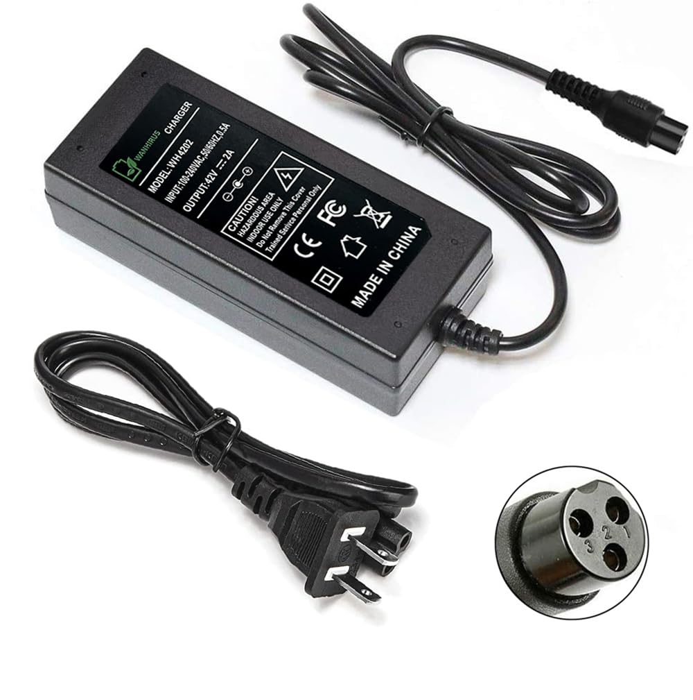 42V 2A Battery Charger For 36V Lithium Battery, Universal Power Supply Adaptor With 8Mm 3 Prong Connector